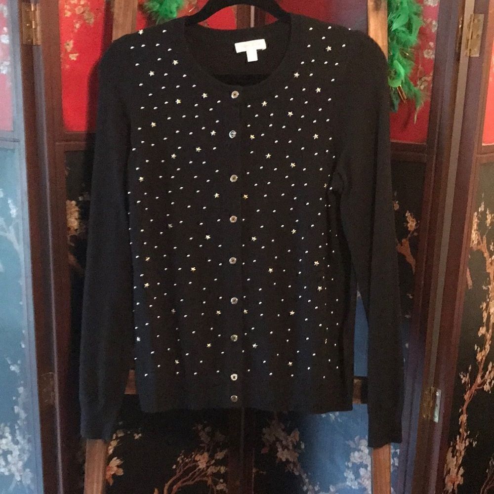 Riley & Rae Black cardigan with stars and dots